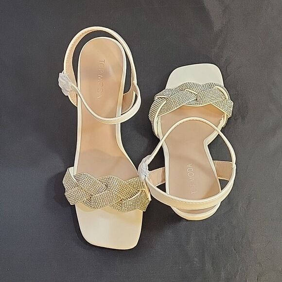 BRAND NEW TOP MODA  HEEL RHINESTONES EMBELLISHMENTS ANKLE STRAP SQUARE T… - Picture 5 of 16